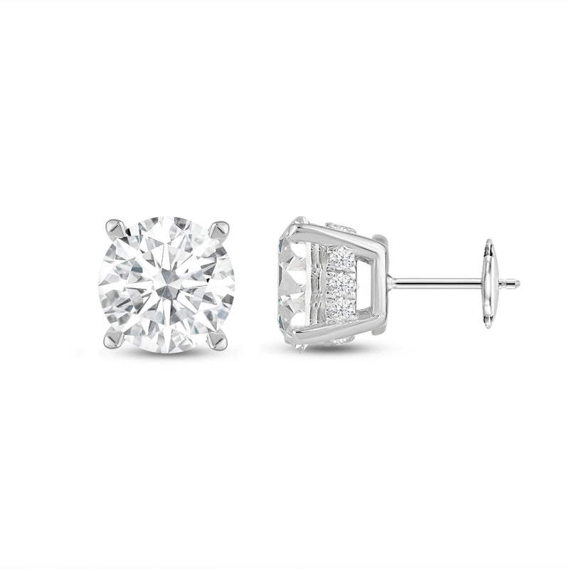 Hidden Halo Round Solitaire Stud Earrings