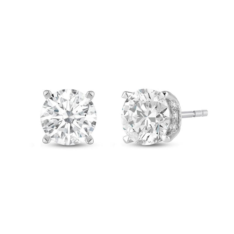 Hidden Halo Round Solitaire Stud Earrings