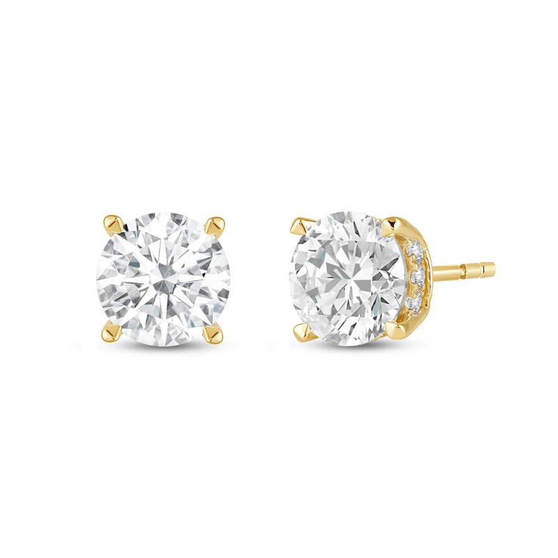 Hidden Halo Round Solitaire Stud Earrings