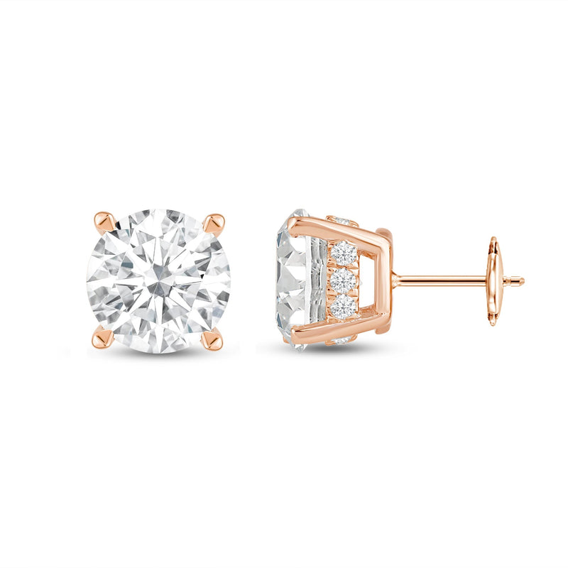 Hidden Halo Round Solitaire Stud Earrings