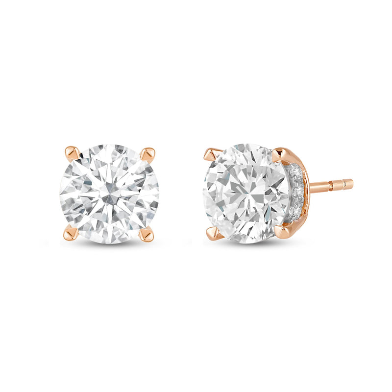 Hidden Halo Round Solitaire Stud Earrings