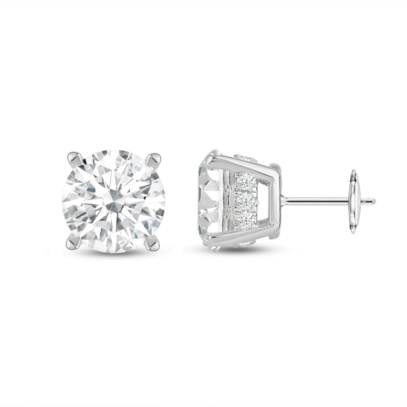 Hidden Halo Round Solitaire Stud Earrings