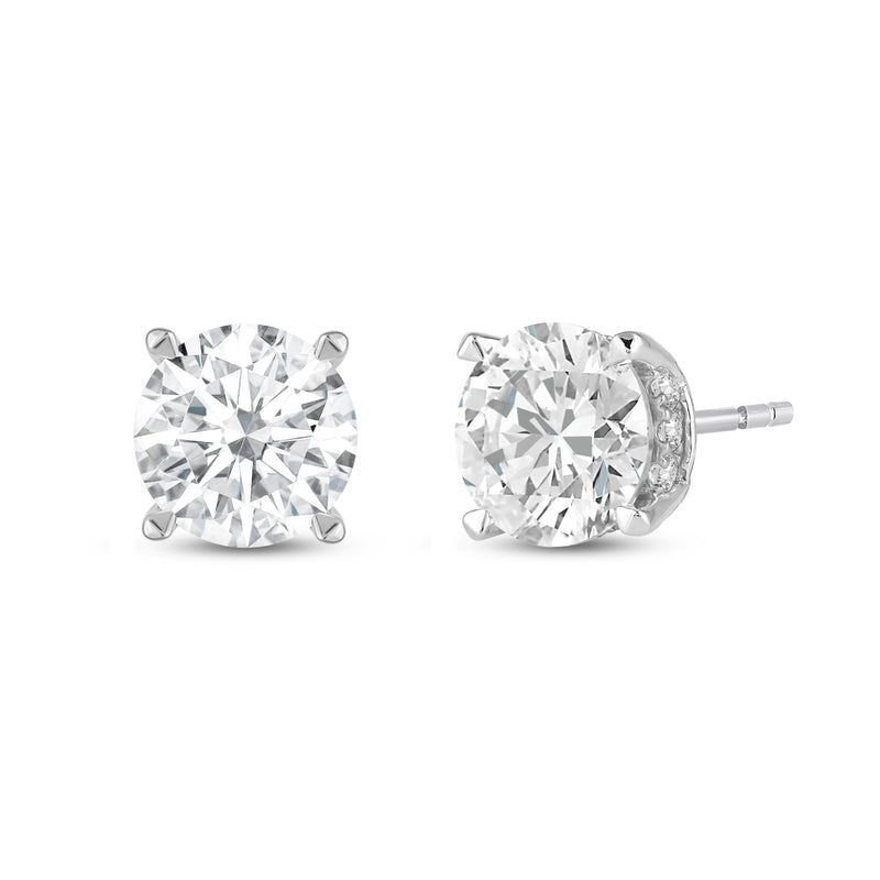 Hidden Halo Round Solitaire Stud Earrings