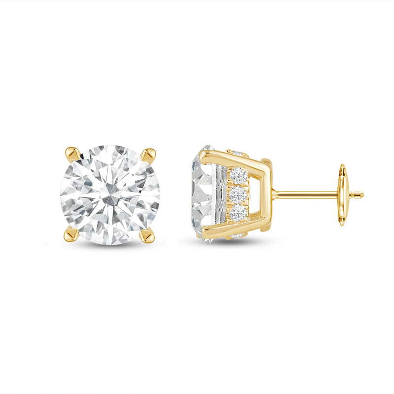 Hidden Halo Round Solitaire Stud Earrings