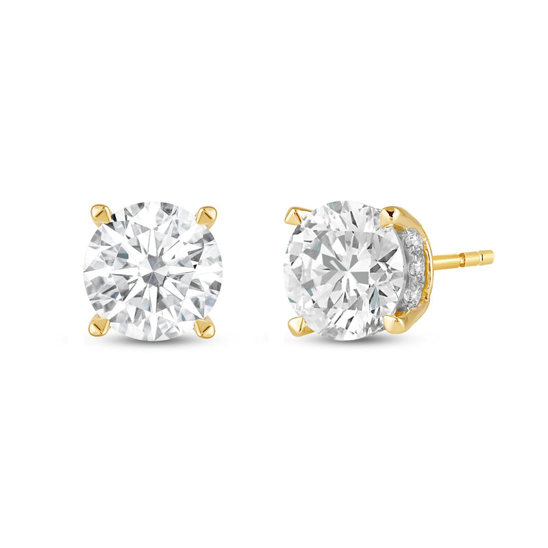 Hidden Halo Round Solitaire Stud Earrings