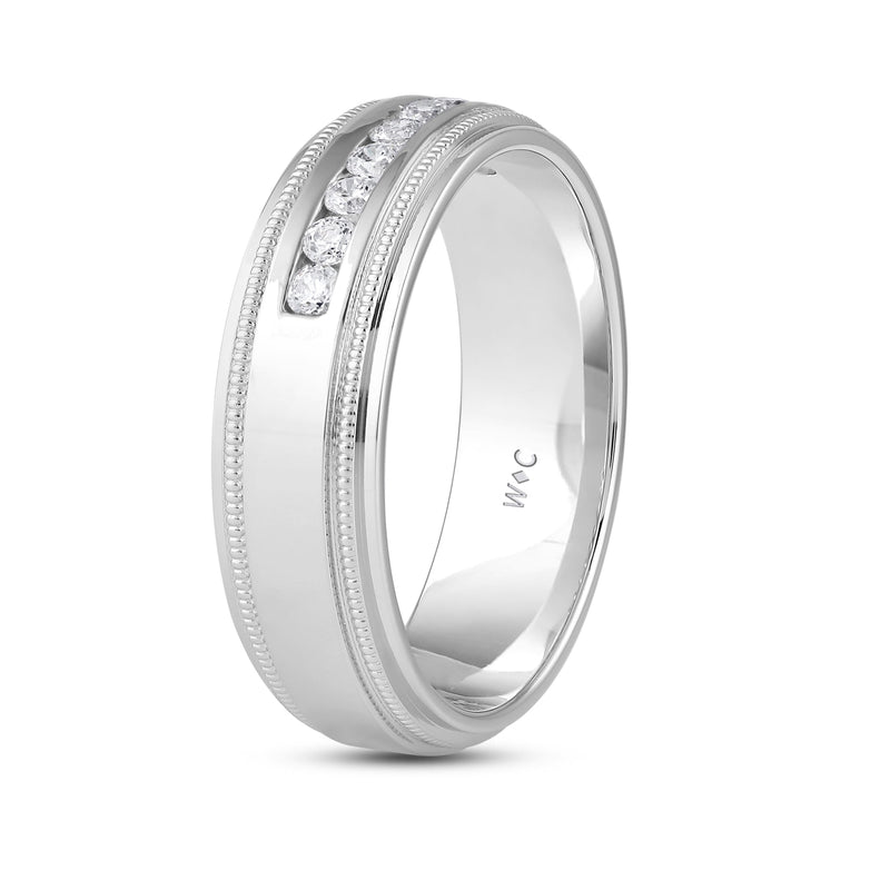 Channel Set Milgrain Stepped Edge Classic Men's Band