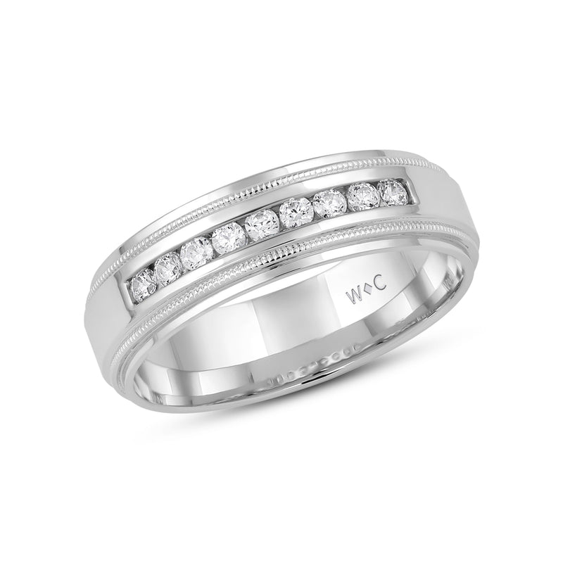 Channel Set Milgrain Stepped Edge Classic Men's Band