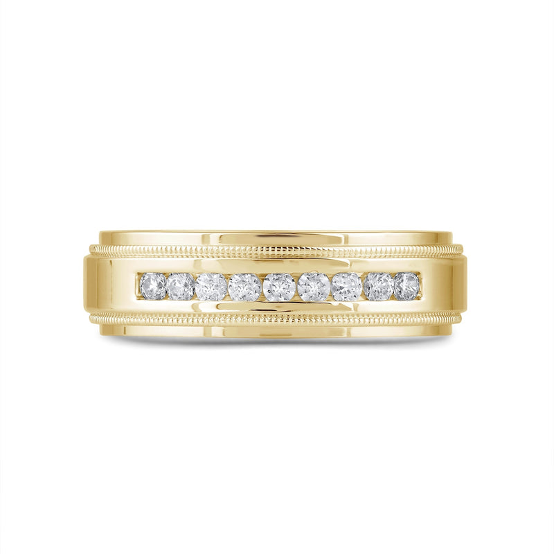 Channel Set Milgrain Stepped Edge Classic Men's Band