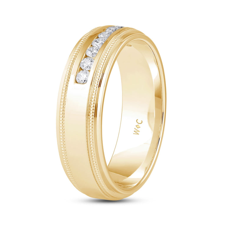 Channel Set Milgrain Stepped Edge Classic Men's Band