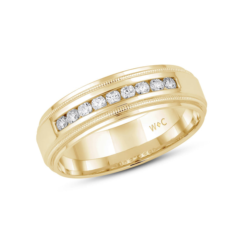 Channel Set Milgrain Stepped Edge Classic Men's Band