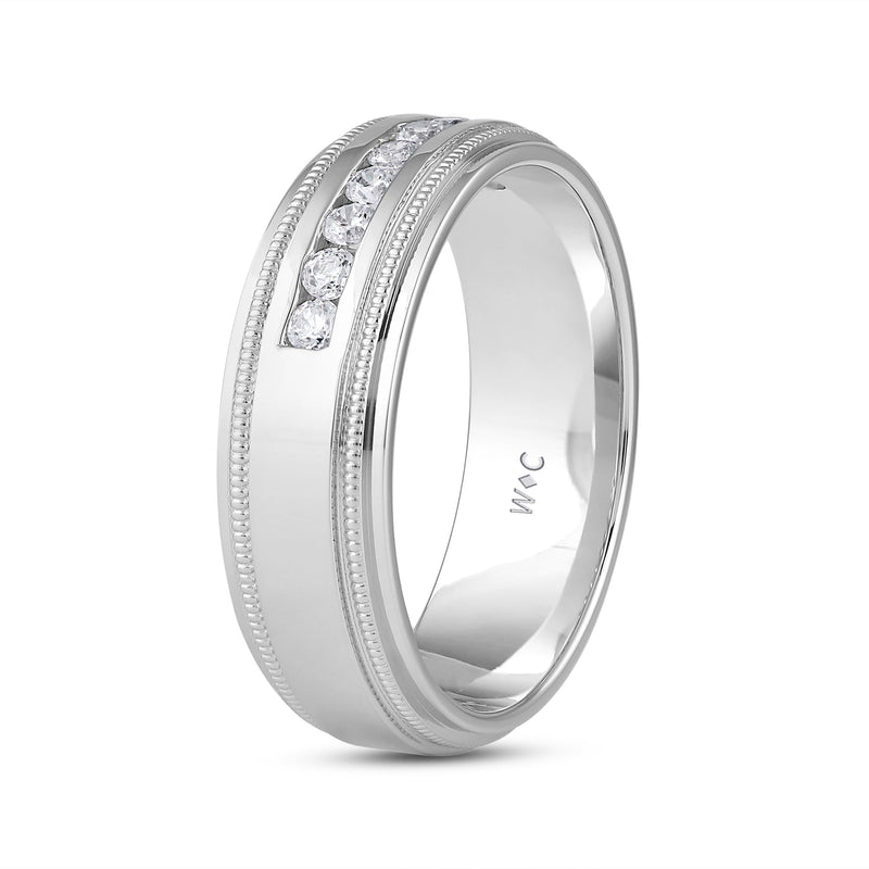 Channel Set Milgrain Stepped Edge Classic Men's Band