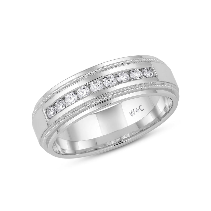 Channel Set Milgrain Stepped Edge Classic Men's Band