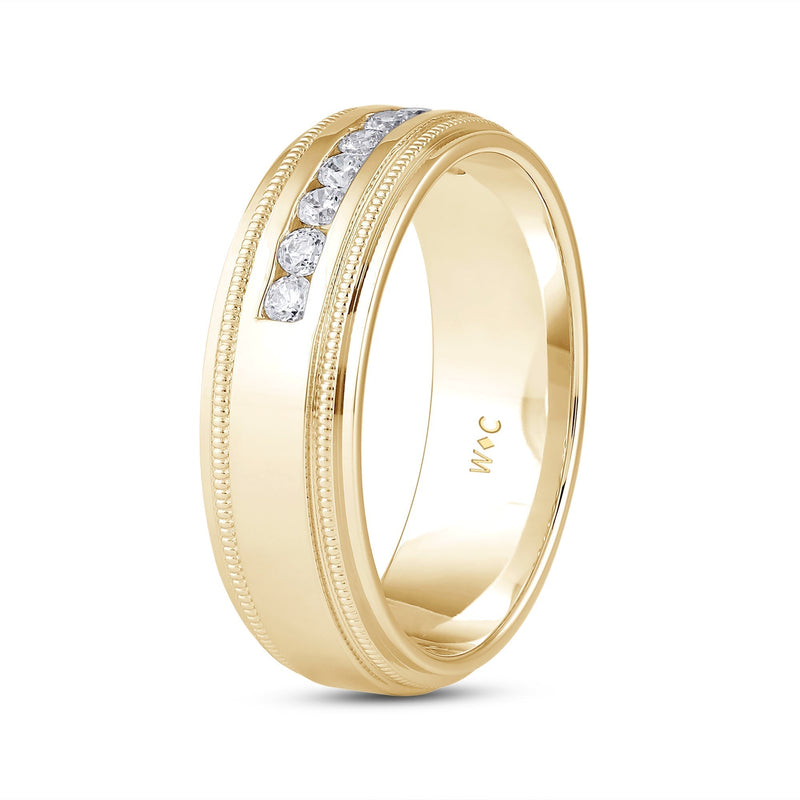 Channel Set Milgrain Stepped Edge Classic Men's Band