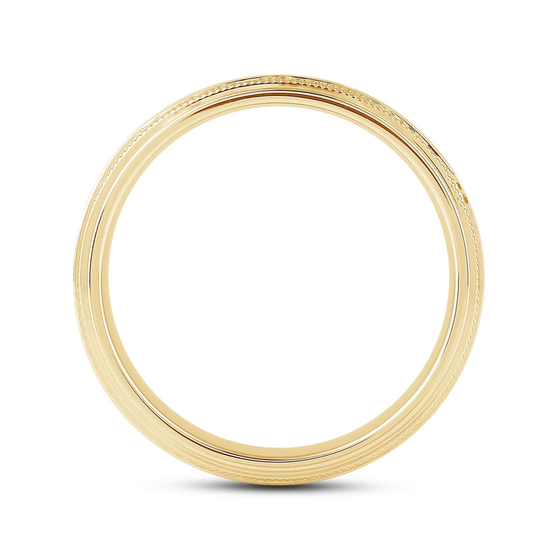Channel Set Milgrain Stepped Edge Classic Men's Band
