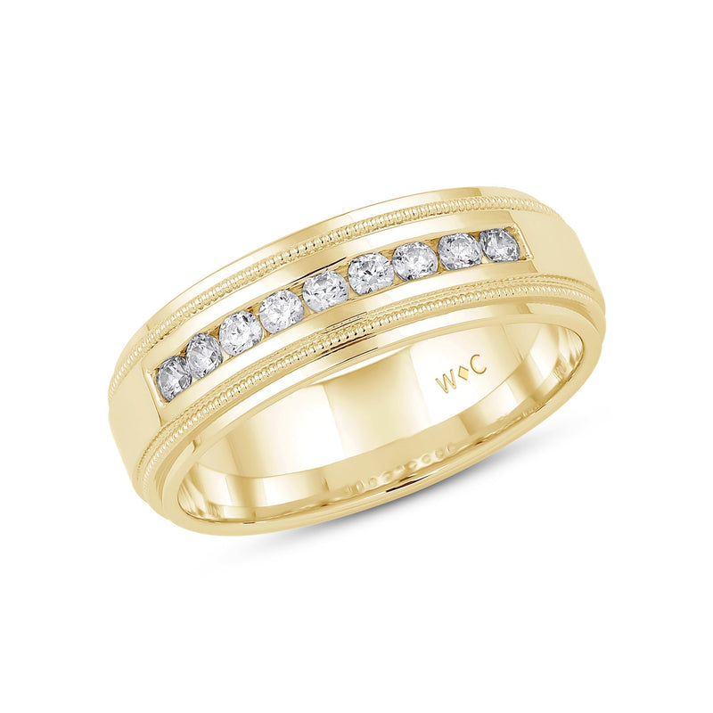Channel Set Milgrain Stepped Edge Classic Men's Band