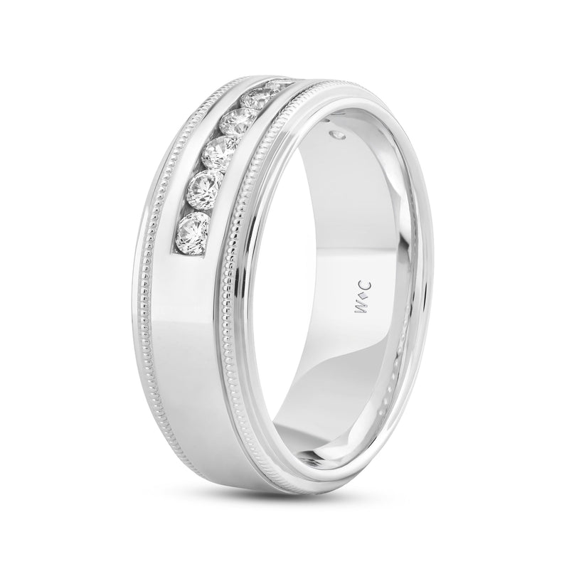 Channel Set Milgrain Stepped Edge Classic Men's Band