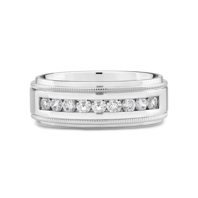 Channel Set Milgrain Stepped Edge Classic Men's Band