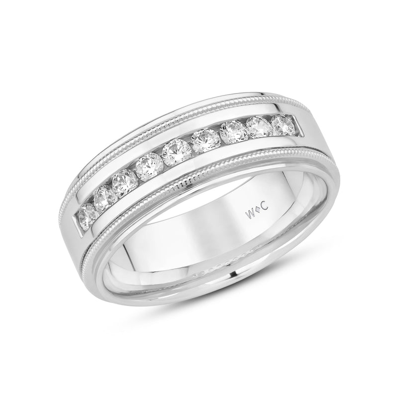 Channel Set Milgrain Stepped Edge Classic Men's Band