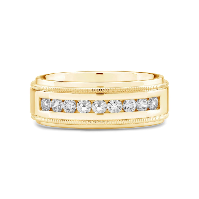 Channel Set Milgrain Stepped Edge Classic Men's Band