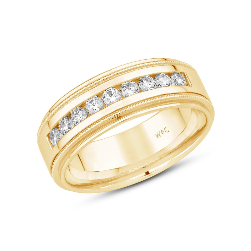 Channel Set Milgrain Stepped Edge Classic Men's Band