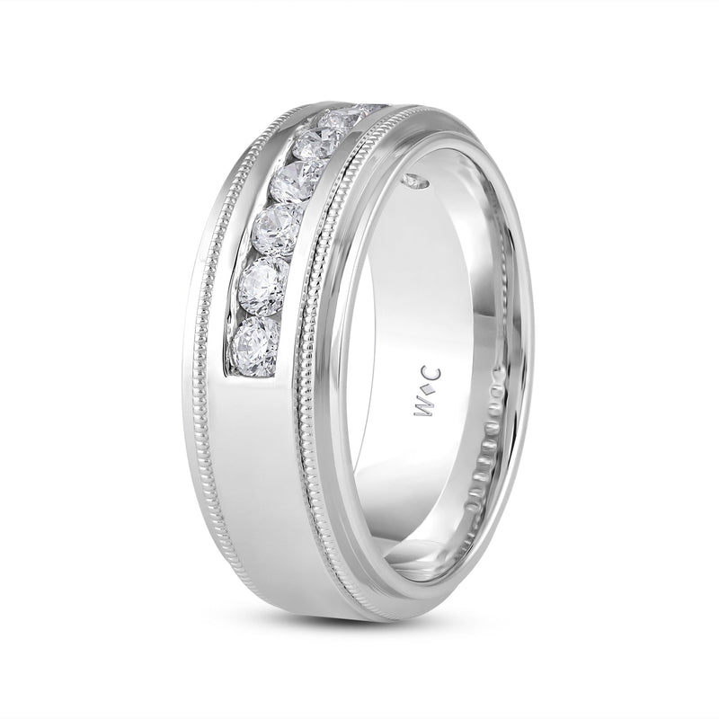 Channel Set Milgrain Stepped Edge Classic Men's Band