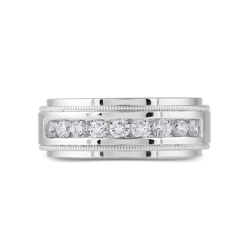 Channel Set Milgrain Stepped Edge Classic Men's Band