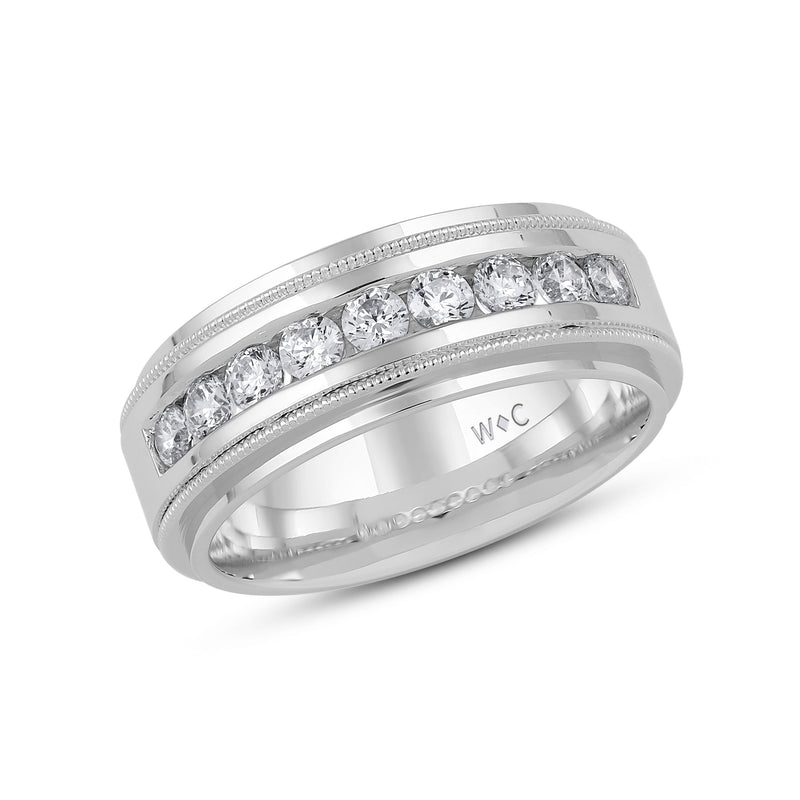 Channel Set Milgrain Stepped Edge Classic Men's Band