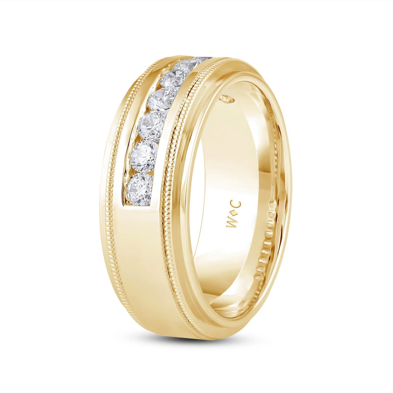 Channel Set Milgrain Stepped Edge Classic Men's Band