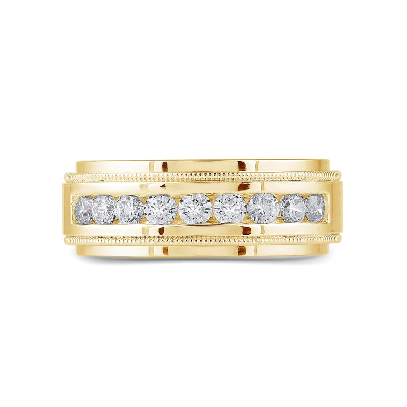 Channel Set Milgrain Stepped Edge Classic Men's Band