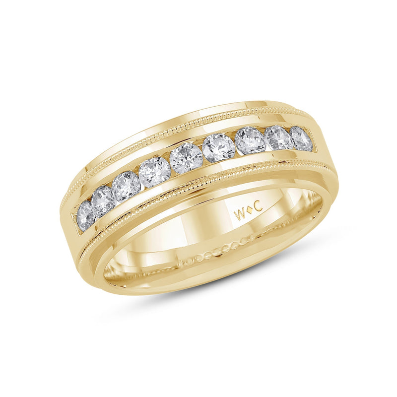 Channel Set Milgrain Stepped Edge Classic Men's Band