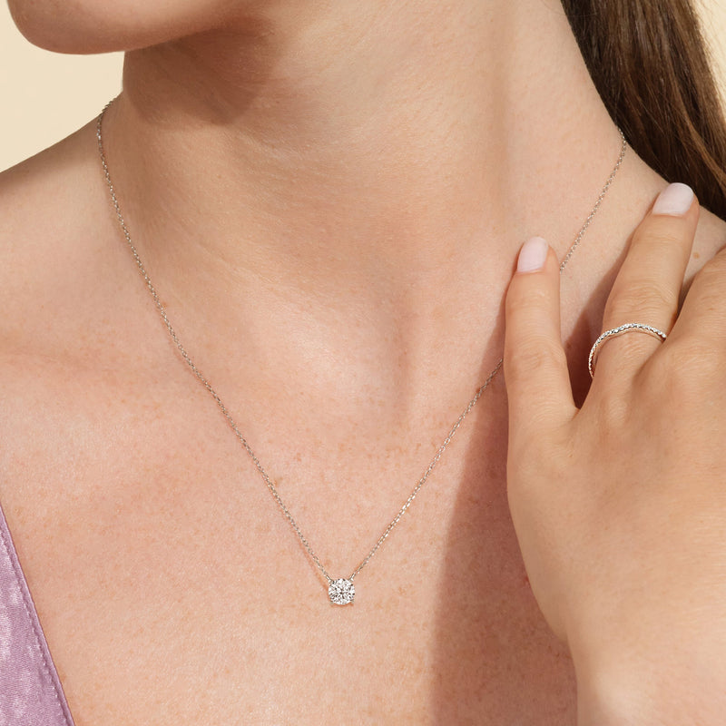 Kite Set Round Lab Created Diamond Solitaire Pendant