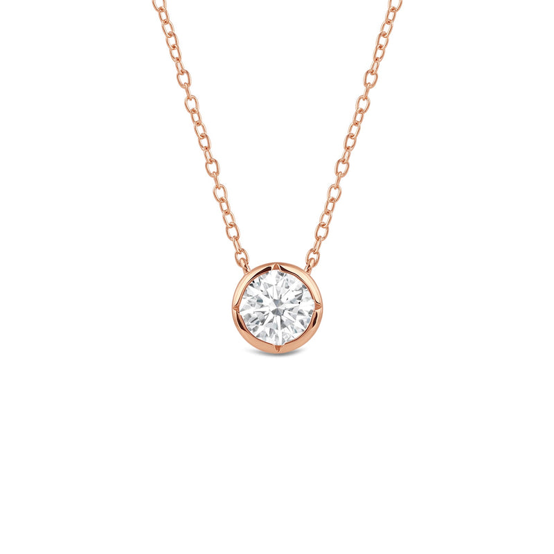 Kite Chamfered Bezel Set Solitaire Necklace