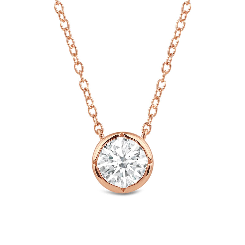 Kite Chamfered Bezel Set Solitaire Necklace