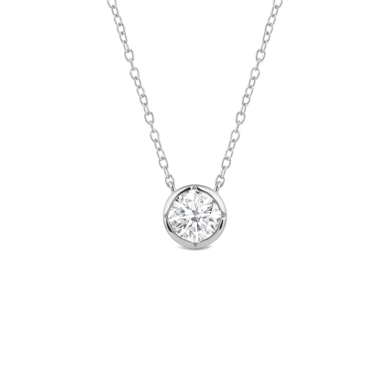 Kite Chamfered Bezel Set Solitaire Necklace