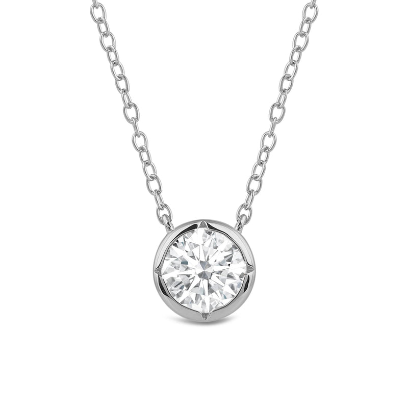 Kite Chamfered Bezel Set Solitaire Necklace