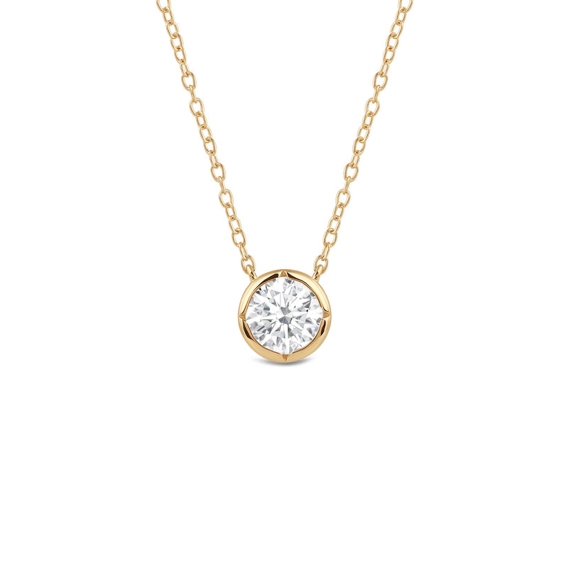 Kite Chamfered Bezel Set Solitaire Necklace