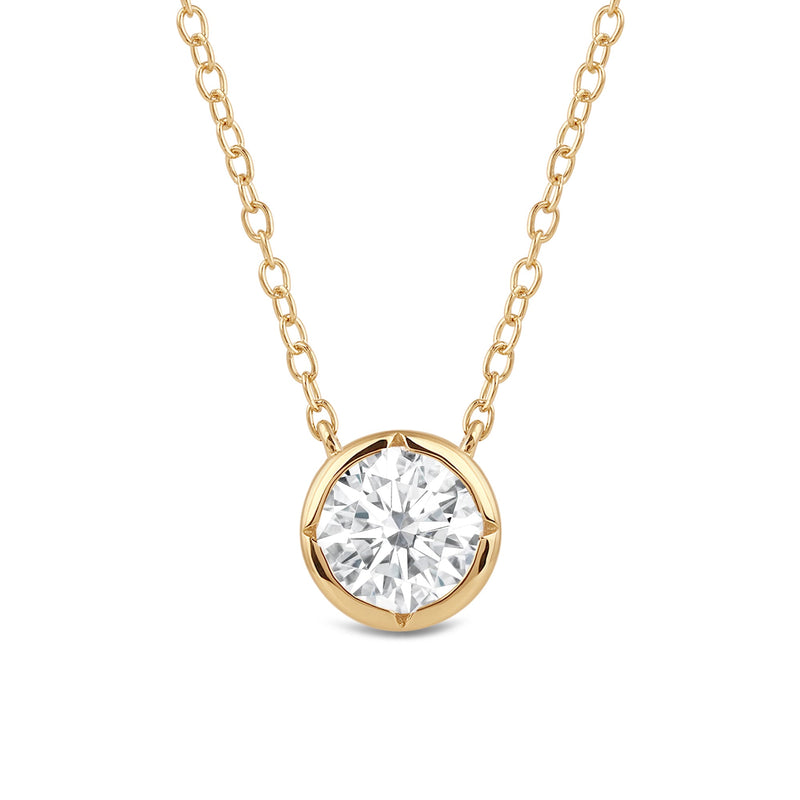 Kite Chamfered Bezel Set Solitaire Necklace