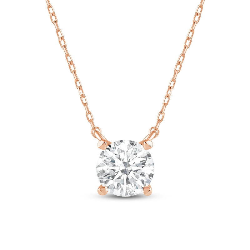 4 Prong Basket Round Lab Created Diamond Solitaire Necklace