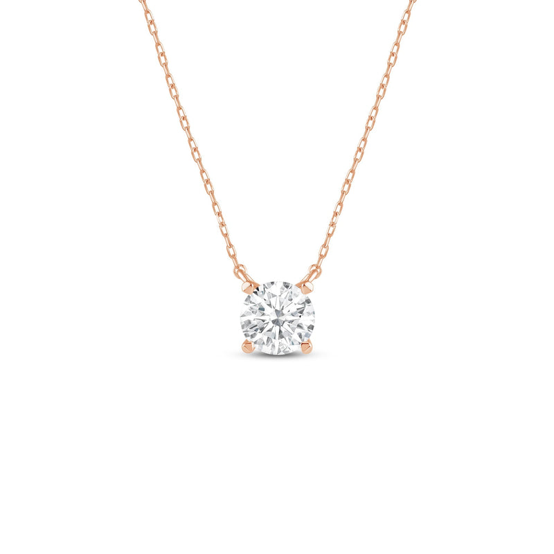 4 Prong Basket Round Lab Created Diamond Solitaire Necklace