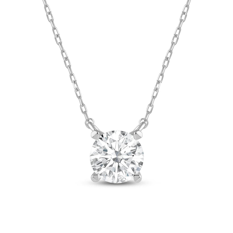 4 Prong Basket Round Lab Created Diamond Solitaire Necklace
