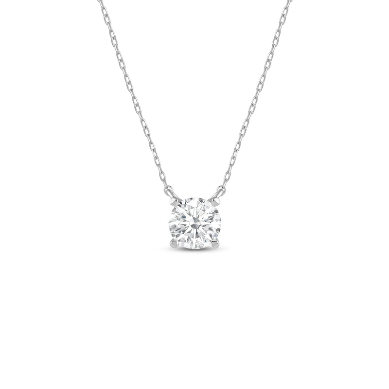 4 Prong Basket Round Lab Created Diamond Solitaire Necklace