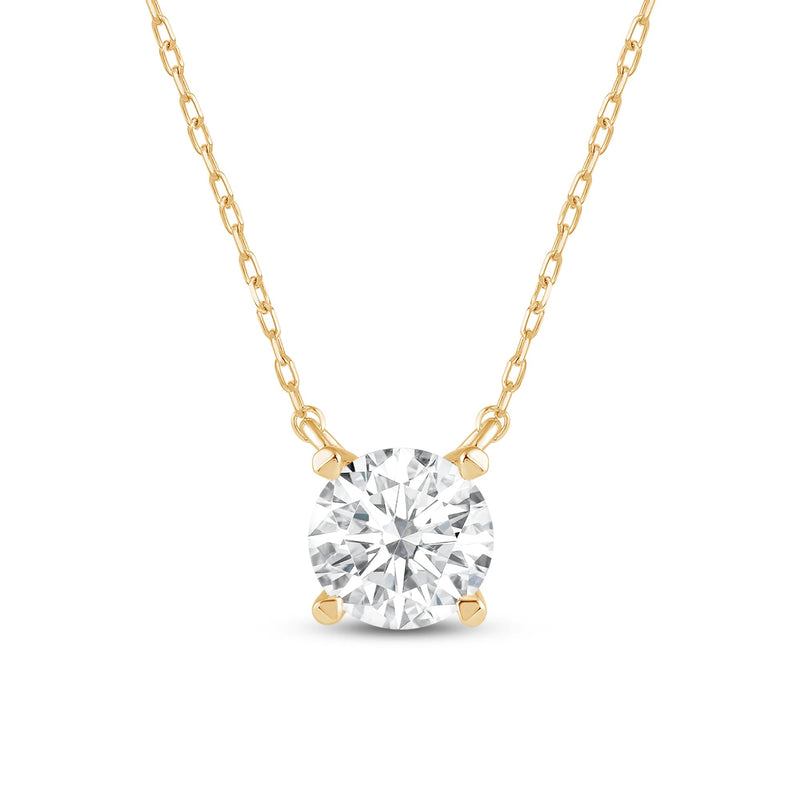 4 Prong Basket Round Lab Created Diamond Solitaire Necklace