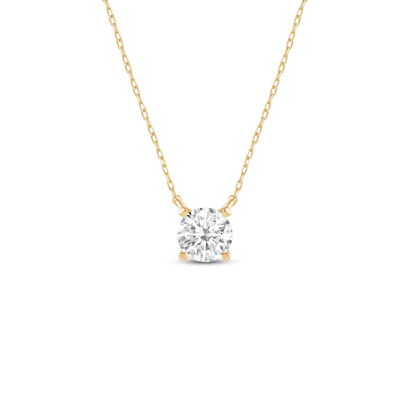 4 Prong Basket Round Lab Created Diamond Solitaire Necklace