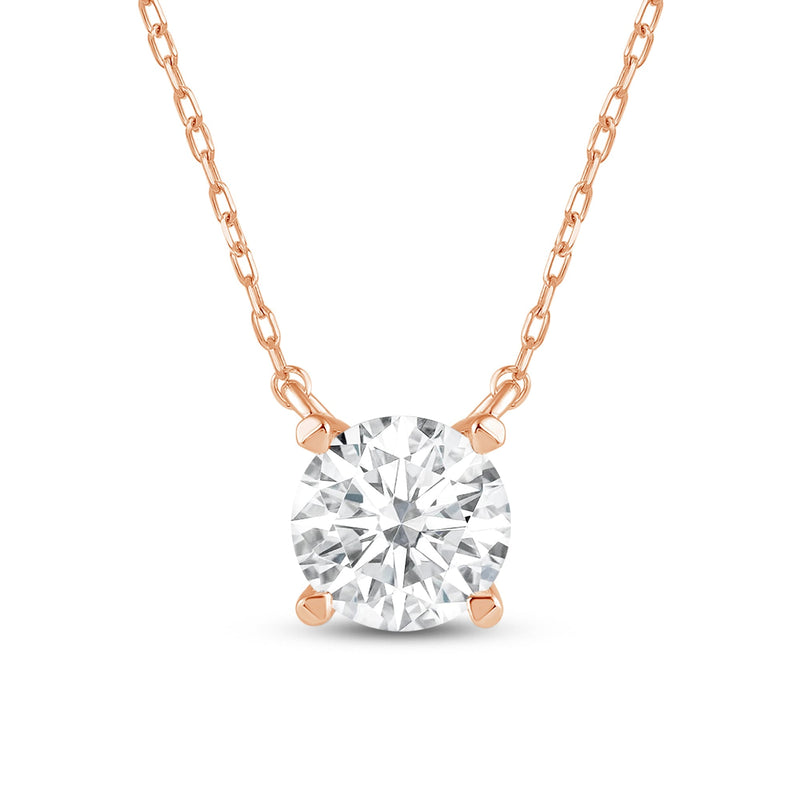 4 Prong Basket Round Lab Created Diamond Solitaire Necklace