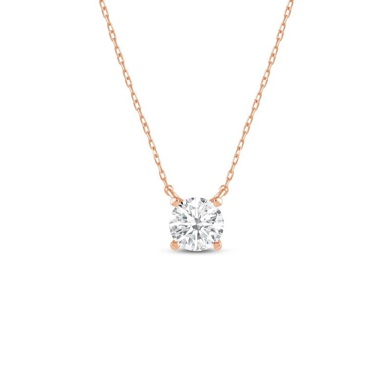 4 Prong Basket Round Lab Created Diamond Solitaire Necklace