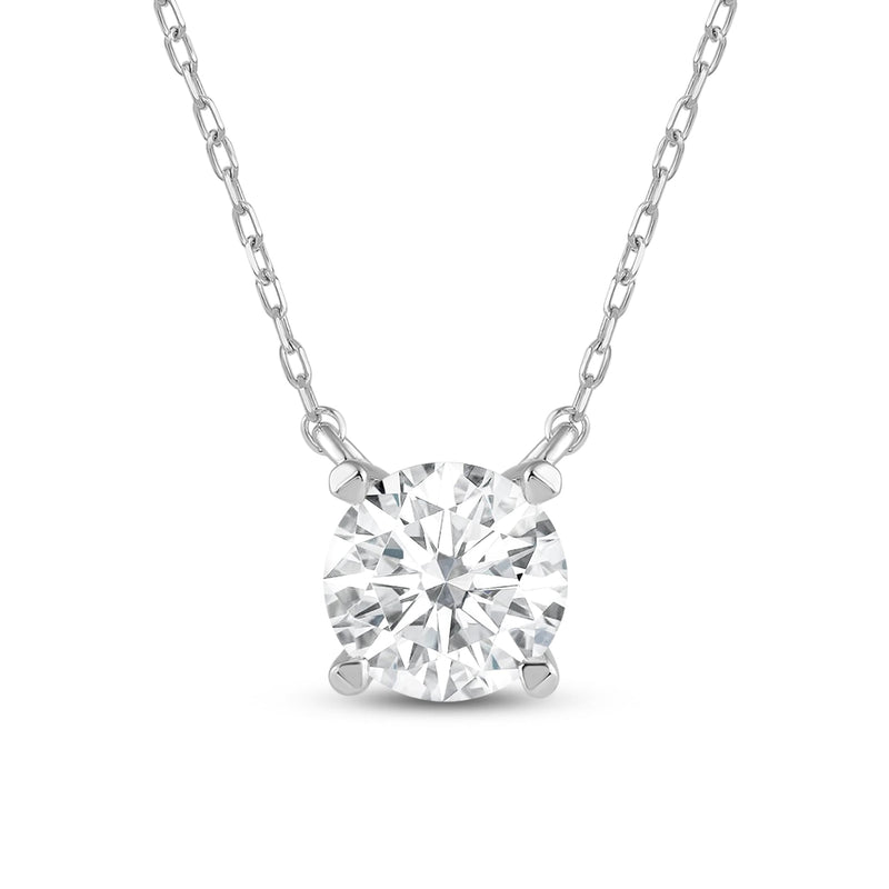 4 Prong Basket Round Lab Created Diamond Solitaire Necklace