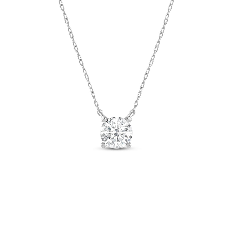 4 Prong Basket Round Lab Created Diamond Solitaire Necklace