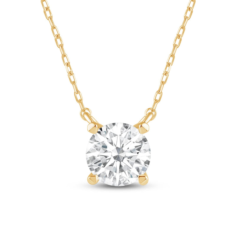 4 Prong Basket Round Lab Created Diamond Solitaire Necklace