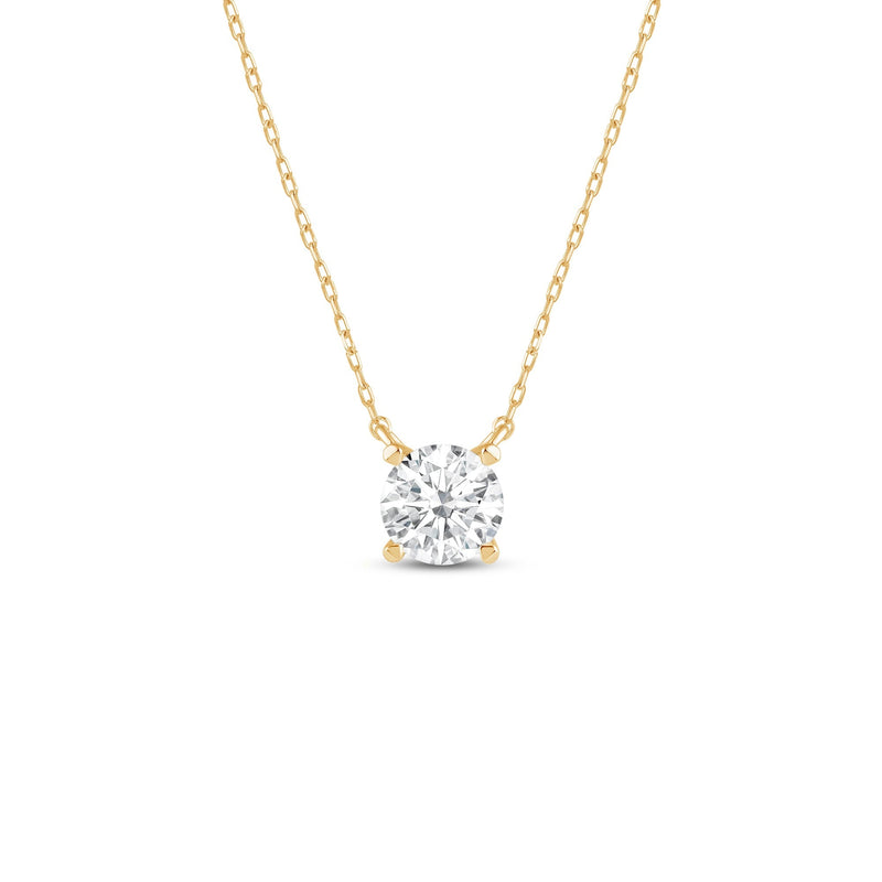 4 Prong Basket Round Lab Created Diamond Solitaire Necklace