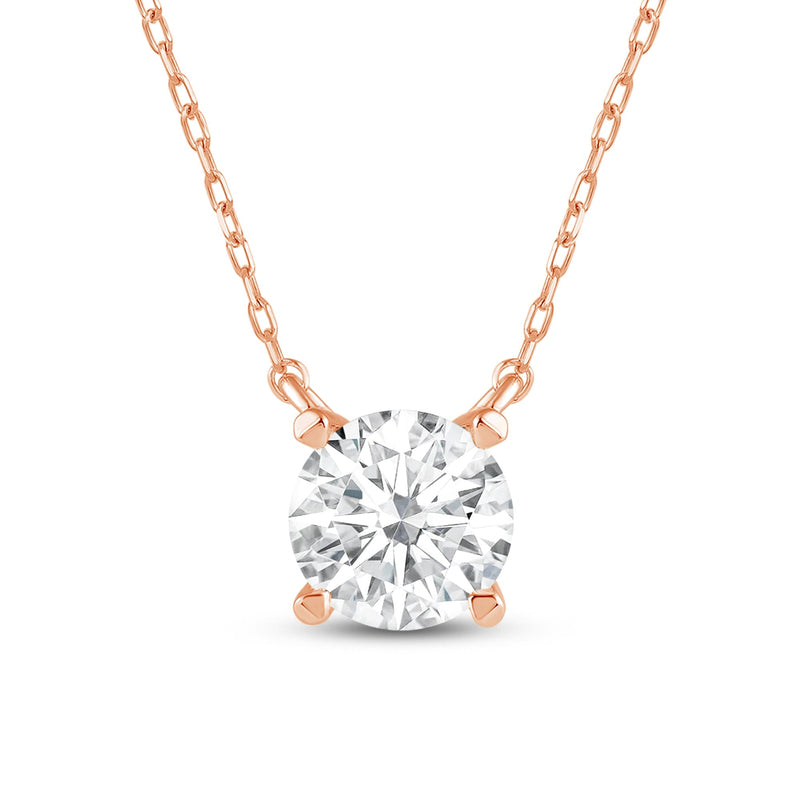 4 Prong Basket Round Lab Created Diamond Solitaire Necklace